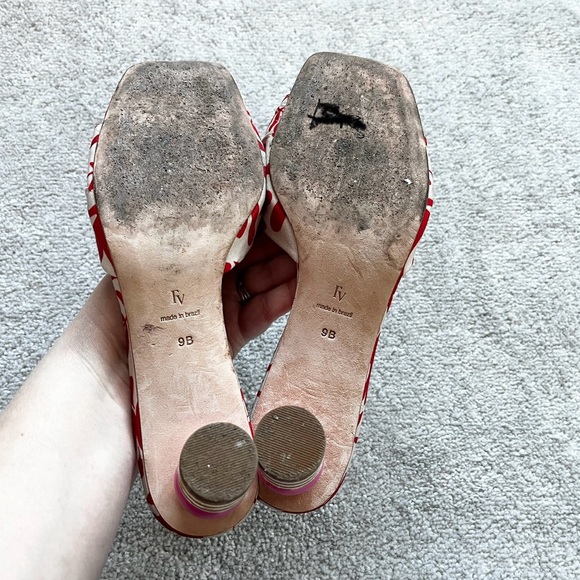 Frances Valentine Red and White Patterned Heels - Picture 4 of 11